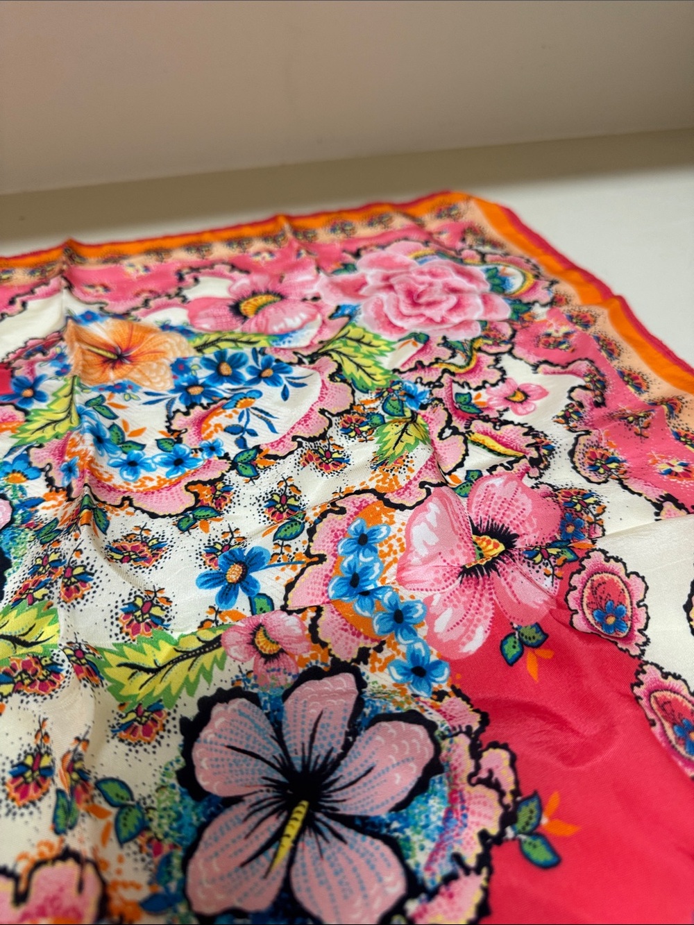 Johnny Was Pink, Orange & Cream Floral Scarf - Picture 4 of 6